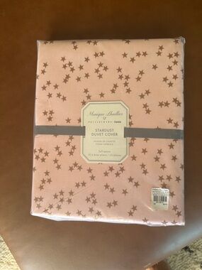 Monique Lhuillier Pink Stardust Star-Print Duvet Cover Full/Queen